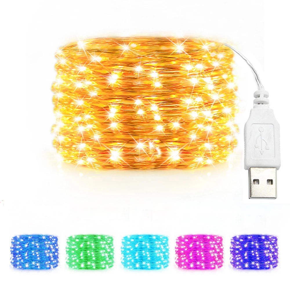 2/3/5/10M USB LED Copper Wire String Lights For Garden Home Wedding Christmas Party Decoration