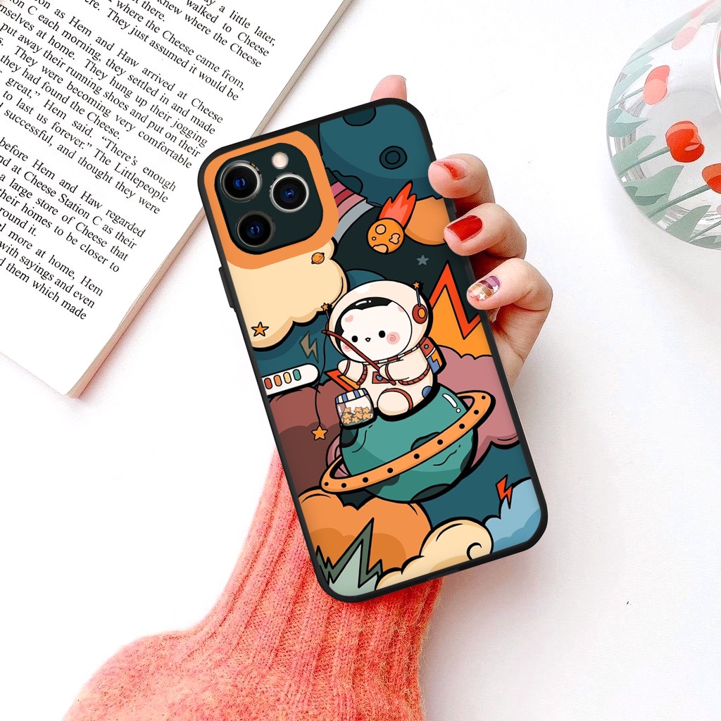 Ốp IPHONE Phi hành gia câu vì sao ốp lưng iphone cạnh vuông 6plus 7 plus 8plus x xr xsmax 11 promax 12 pro 13 pro max