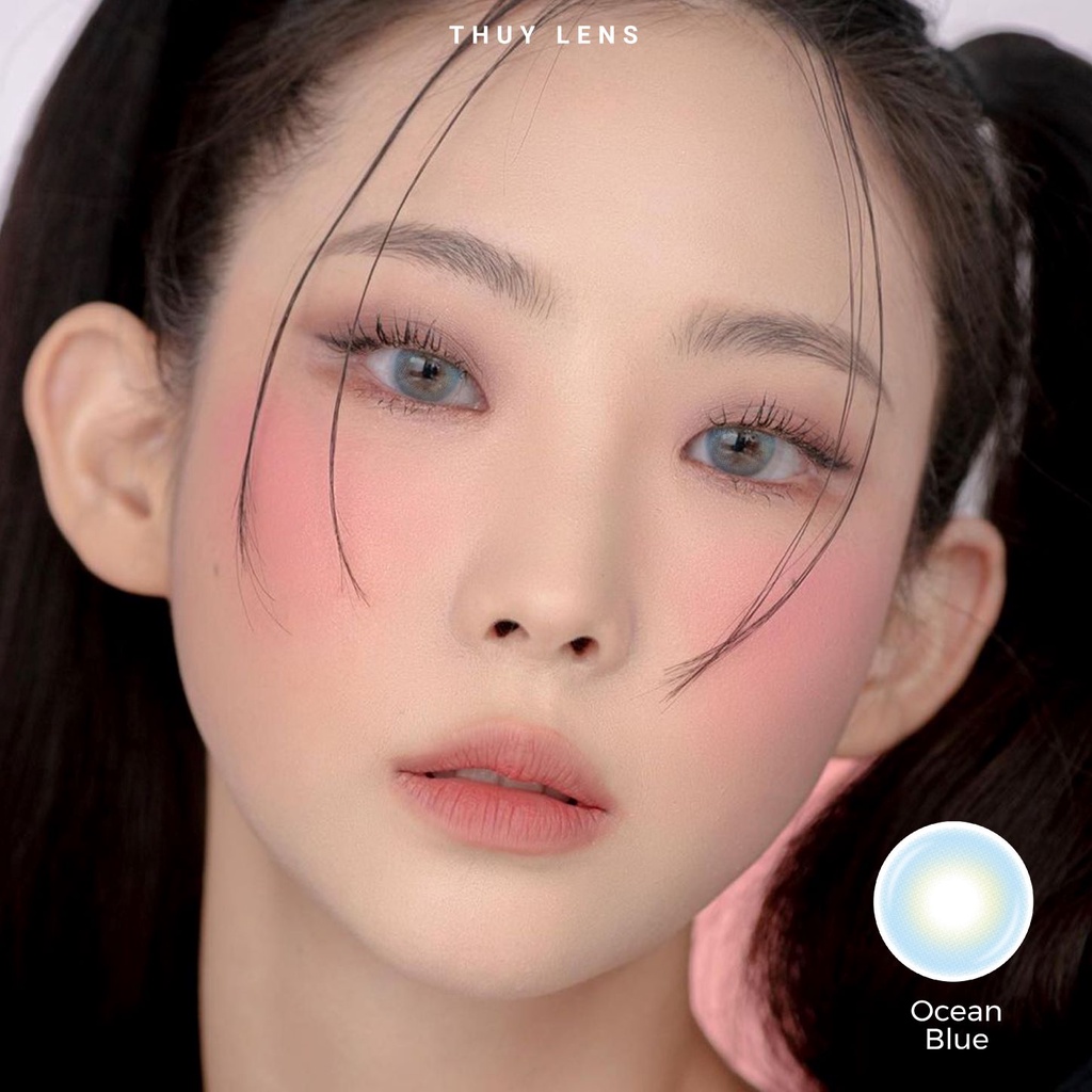 Kính áp tròng ZLENS cho mắt cận màu xám xanh độ cận từ 0 - 8 Ocean Blue