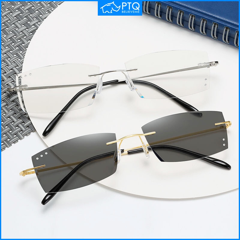 Mắt Kính Chống Ánh Sáng Xanh Không Vành Thoải Mái Thay Đổi Màu Sắc Thời Trang