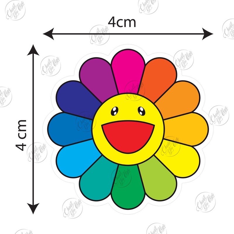 Bộ 50 sticker HÌNH  HOA  kích thước 4cm x 4cm chủ đề  HOA ĐA SẮC và CẦU VÒNG  mã số NT 58