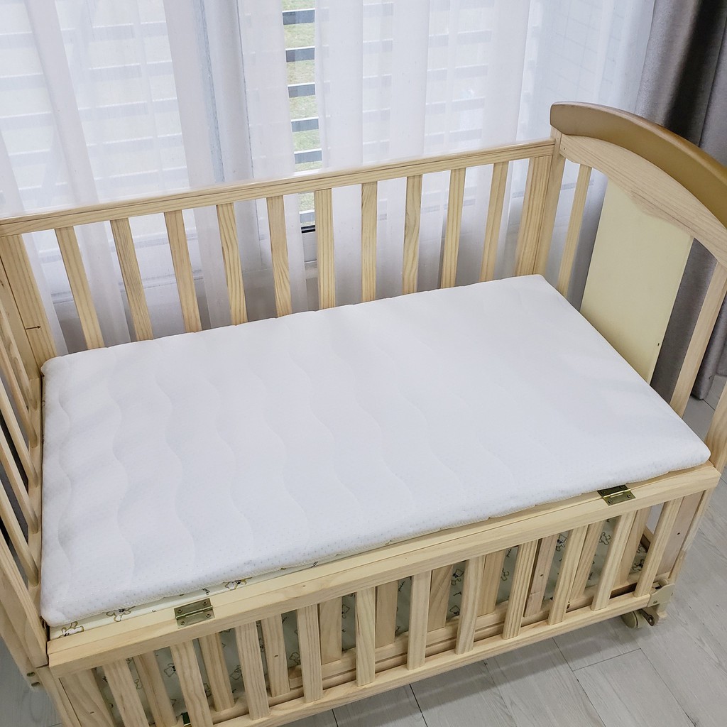 Nệm xơ dừa cũi gỗ bọc vải sợi tre có khóa kéo CAYABE Umoo cho bé 98x58x5 cm