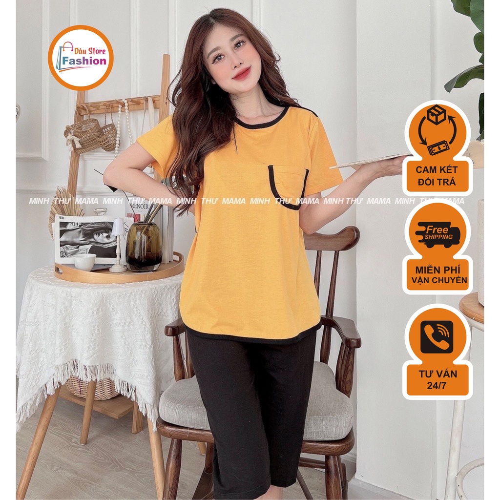 Bộ bầu - bộ sau sinh - chất liệu cotton - kiểu mới thời trang ( bộ lửng viền đen )
