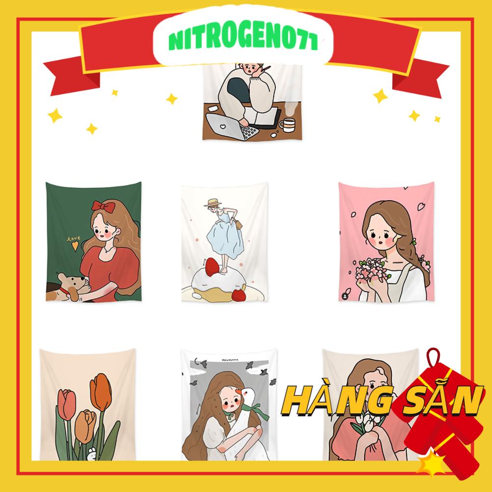 Nitrogen071 Nitrogen071 Tấm thảm treo tường Hoa văn dễ thương Trang trí nội thất Áp phích sang trọng cho Phòng khách ngủ ký túc xá