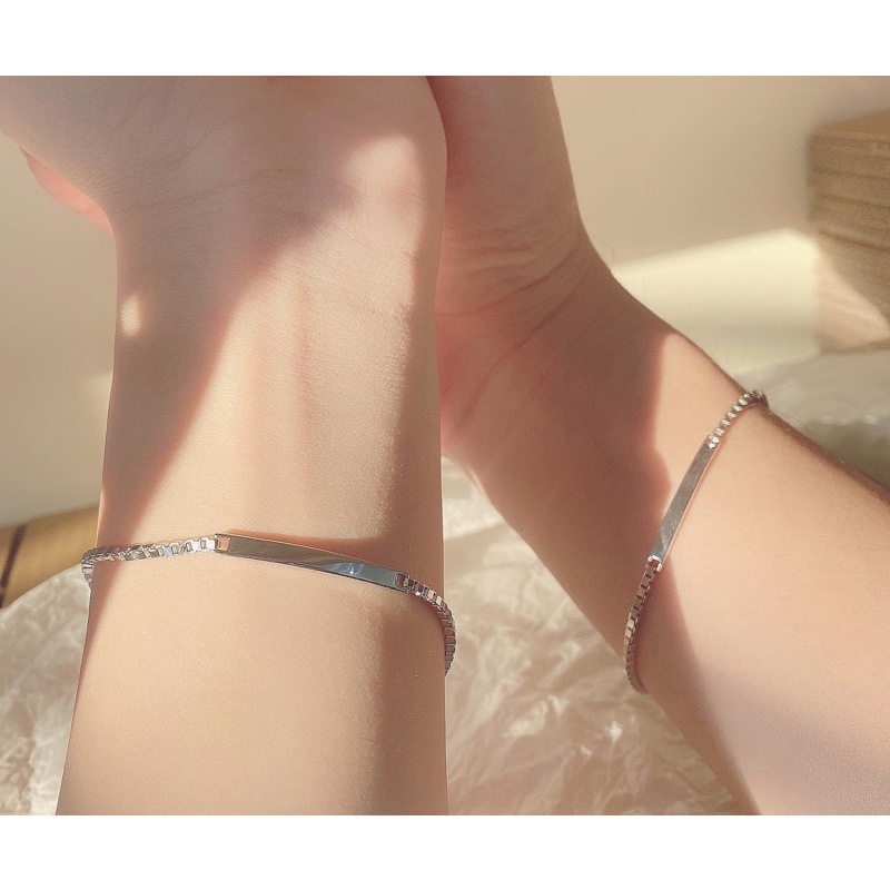 Vòng tay bạc dây vuông khắc Choco Jewelry