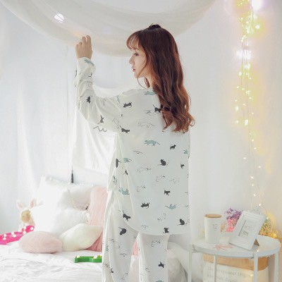 Đồ bộ nữ tay dài (vải mỏng) họa tiết chất liệu cotton