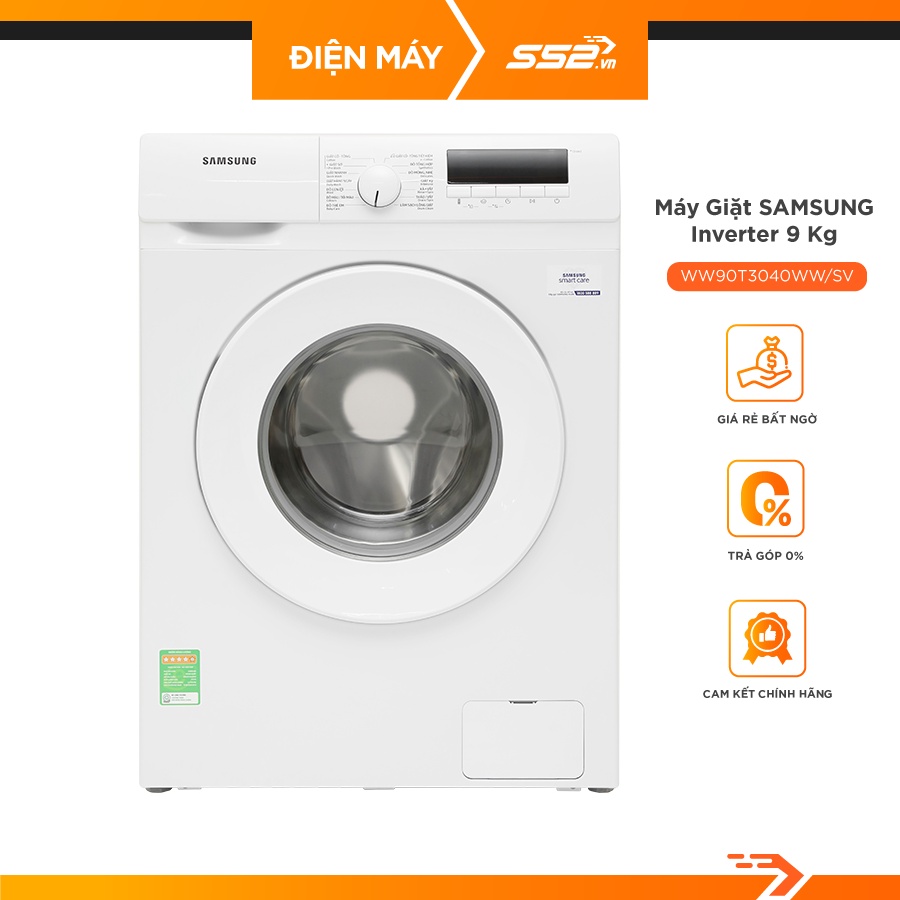 Máy Giặt Cửa Ngang Samsung Digital Inverter 9kg WW90T3040WW/SV - Hàng Chính Hãng