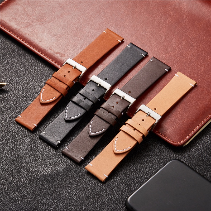 Dây Da Đồng Hồ Đeo Tay 22mm 20mm Cho Samsung Galaxy Watch4 40 44mm/Watch 4 Classic 42 46mm