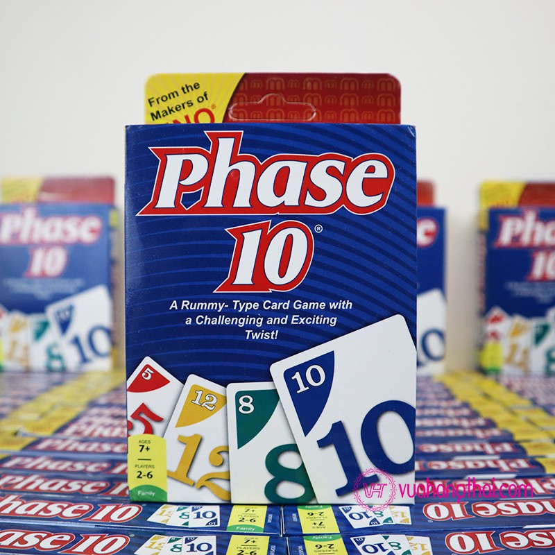 Bộ Bài Trò Chơi Uno Phase 10 - Bản nâng cấp của Uno Classic, giầy bìa cứng cao cấp