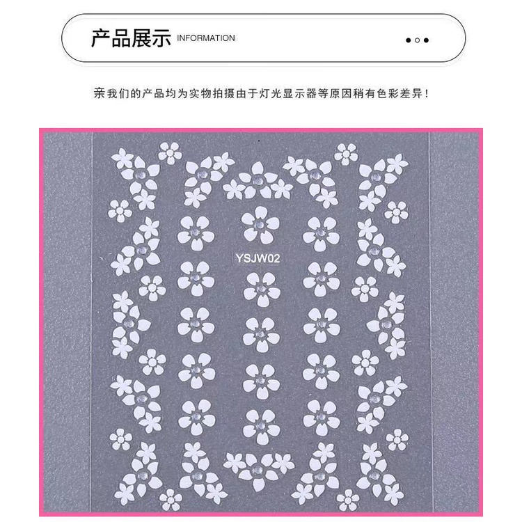 Miếng dán trang trí móng tay hình bông hoa 3D xinh xắn thời trang