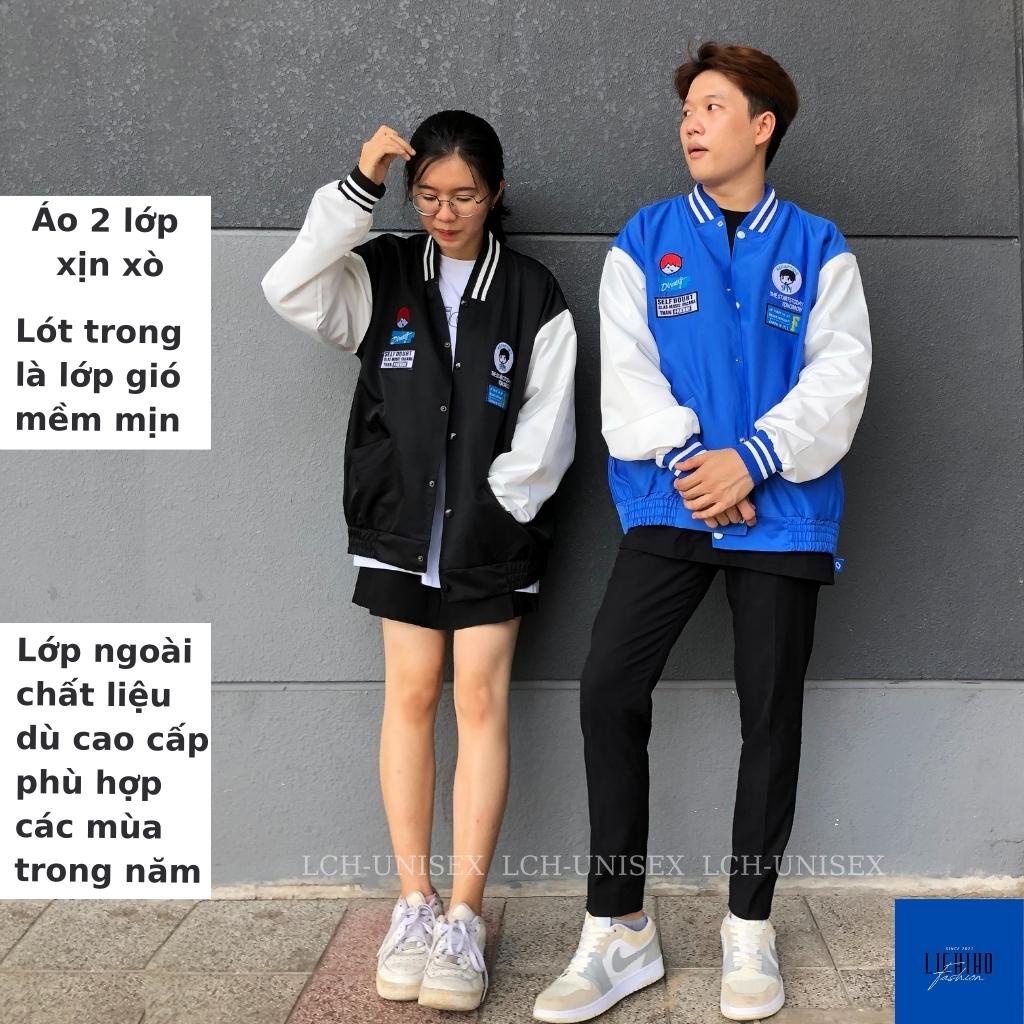 Áo khoác varsity bóng chày unisex nam nữ form rộng thêu DINNER Bomber jacket vải dù 2 lớp LCH