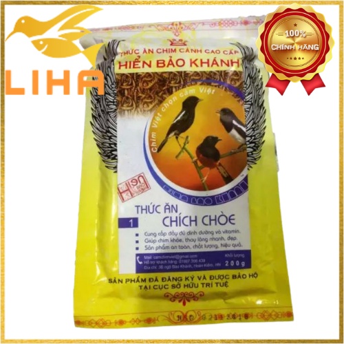 [Mã 159FMCGSALE giảm 8% đơn 500K] Cám Chích Chòe Hiển Bảo Khánh (Số 1) 200gr - Dành Cho Chim Dưỡng - Thay Lông