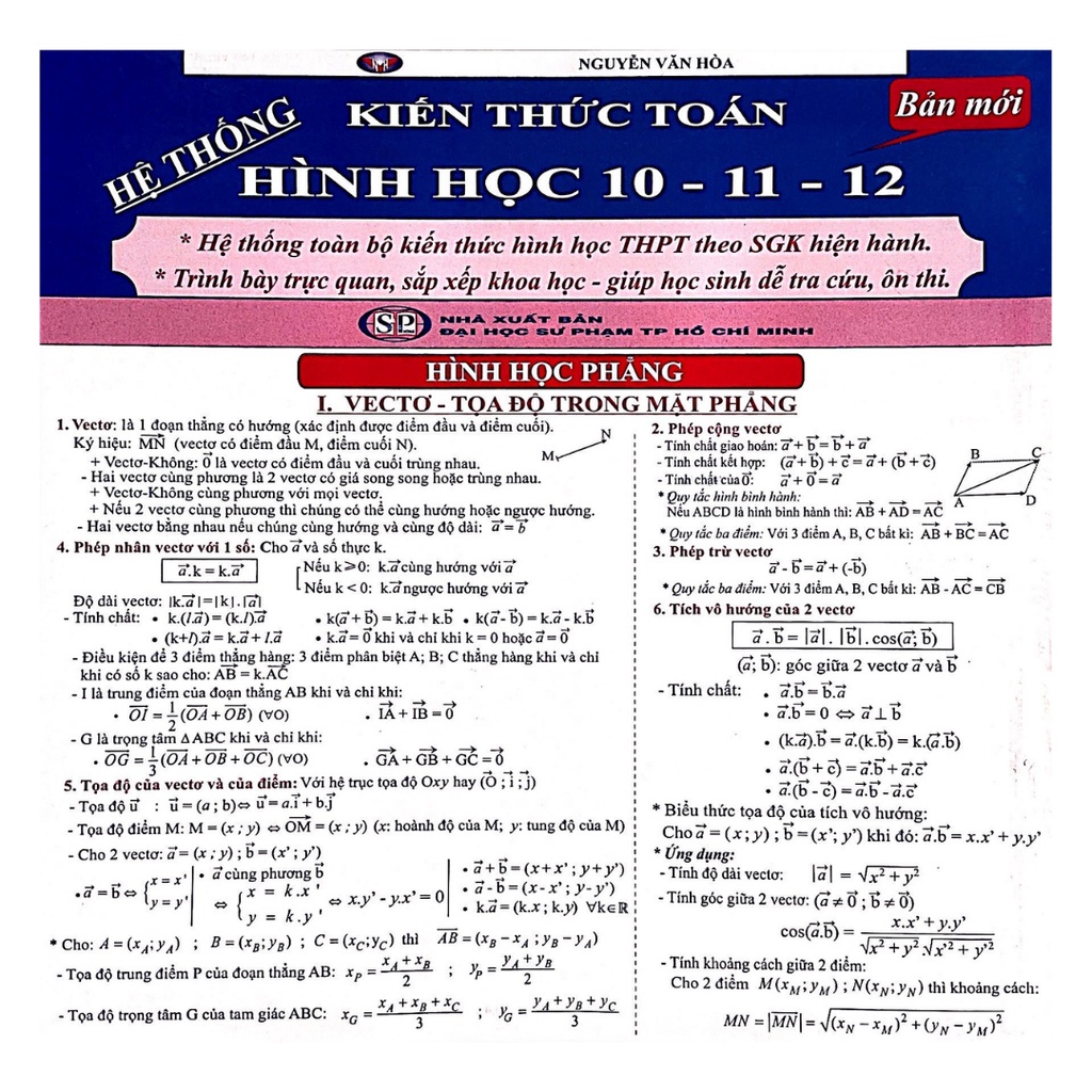 Sách - Bảng Hệ Thống Kiến Thức Toán Hình Học 10-11-12 (Bản mới)