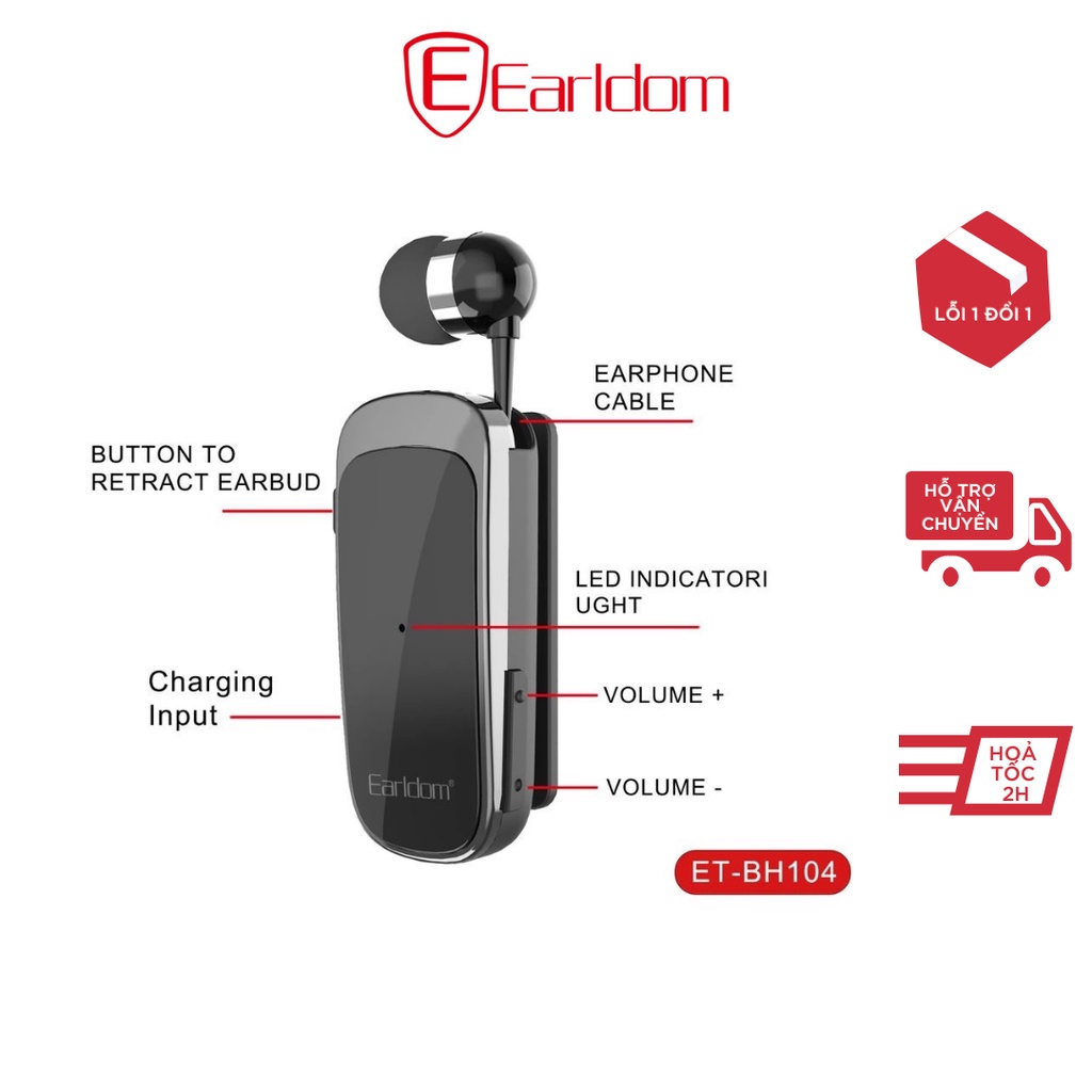 Tai nghe bluetooth cài áo Earldom BH104