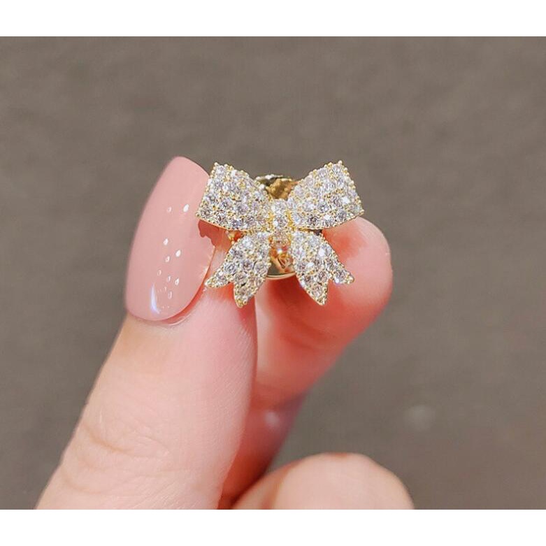 Trâm Cài Áo Hình Nơ Đính Đá Dễ Thương Thời Trang Phong Cách Hàn Quốc Cho Nữ