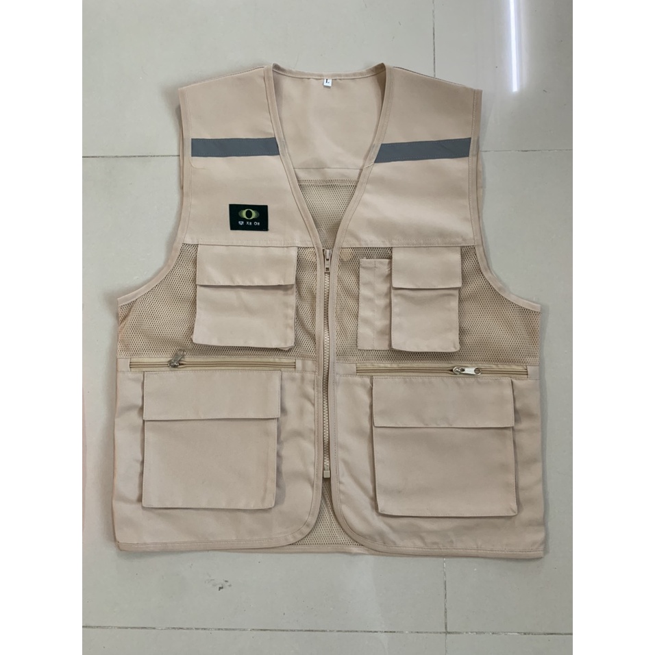 Áo gile kaki xuất Hàn, có phản quang