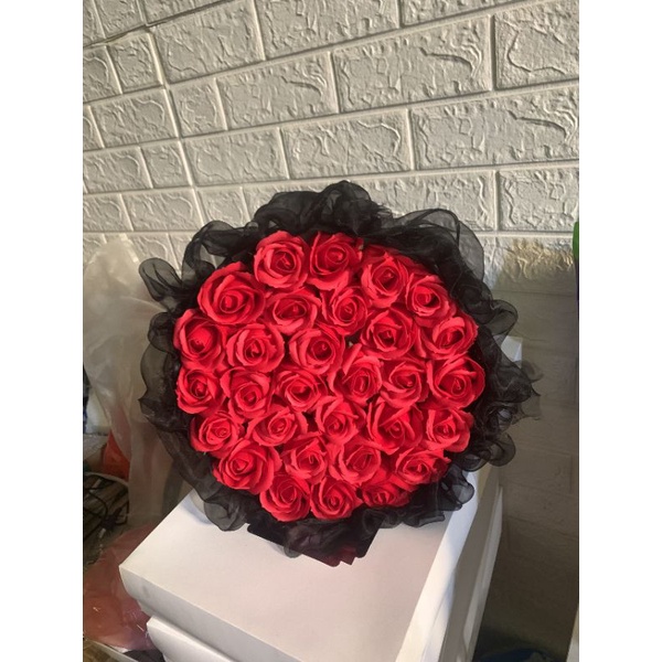 Bó 30 bông hoa sáp bó voan