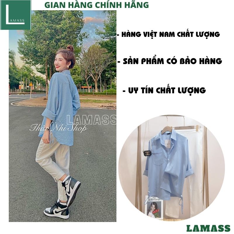 Áo sơ mi nữ túi hộp mầu xanh ngọc kèm quần tây vải ống suông hàn quốc -LAMASS
