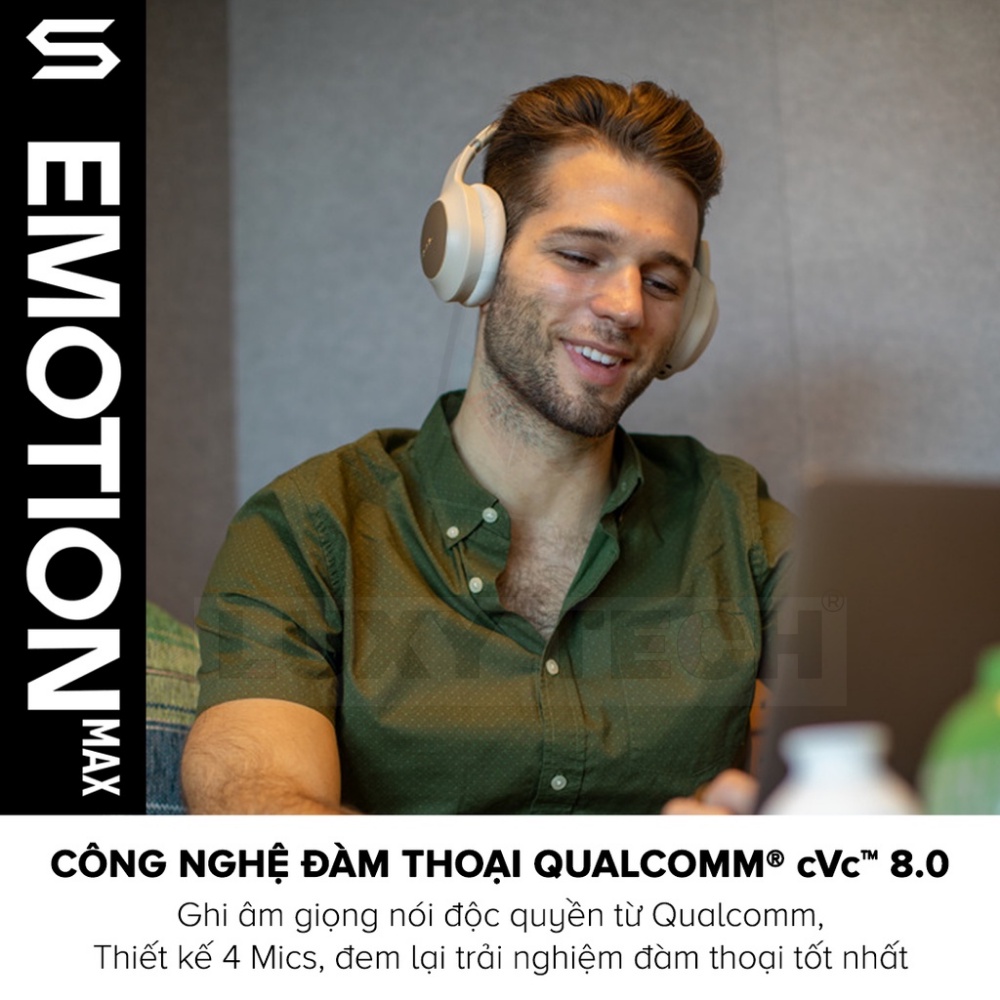 Tai Nghe Headphone Bluetooth SOUL Emotion Max, BT 5.0 ,Chống Ồn ANC, Driver 40mm - Chính Hãng BH 12 Tháng