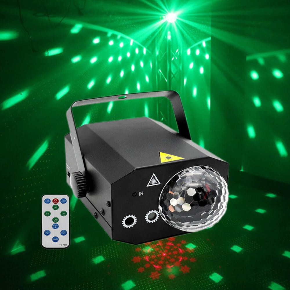 Đèn RGB LED 16 trong 1 có đèn chiếu laser nhấp nháy theo nhạc có remote