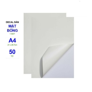 Giấy decal a4 mặt bóng - Xấp 50 tờ