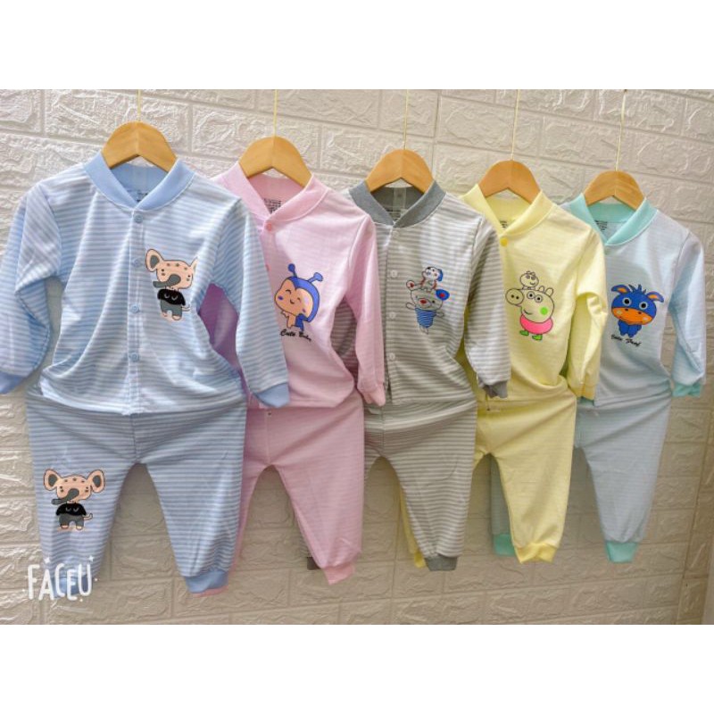 Bộ cotton nỉ kẻ cho bé yêu