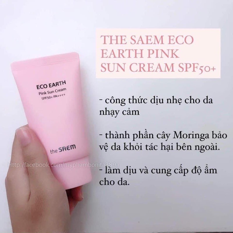 Kem Chống Nắng 🌸 FREESHIP 🌸 Chống Nắng Vật Lý The Saem Eco Earth Power Sun Cream SFP50+/PA+++ Mẫu Mới 2020 Dịu Nhẹ 50g