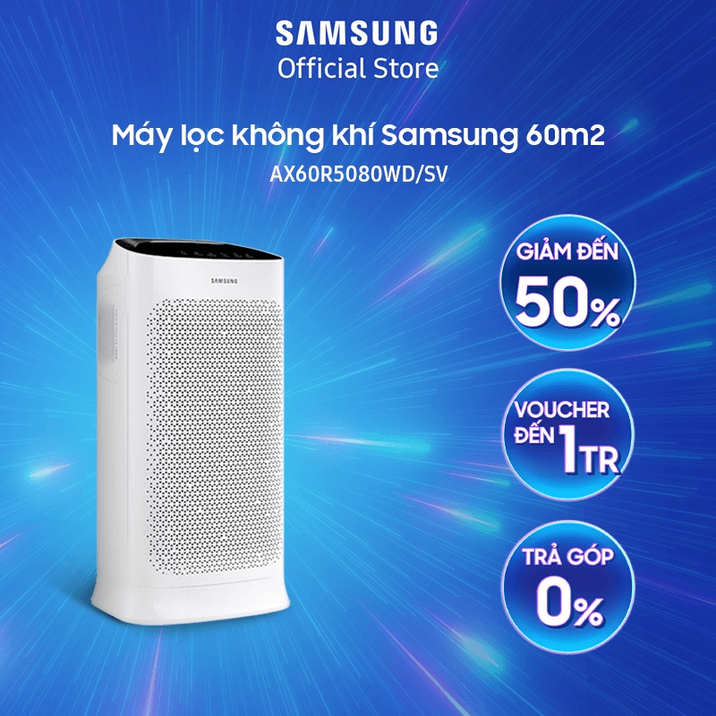 Máy lọc không khí Samsung 60m2 AX60R5080WD, lọc bụi mịn PM0.3, kháng khuẩn 99.9%