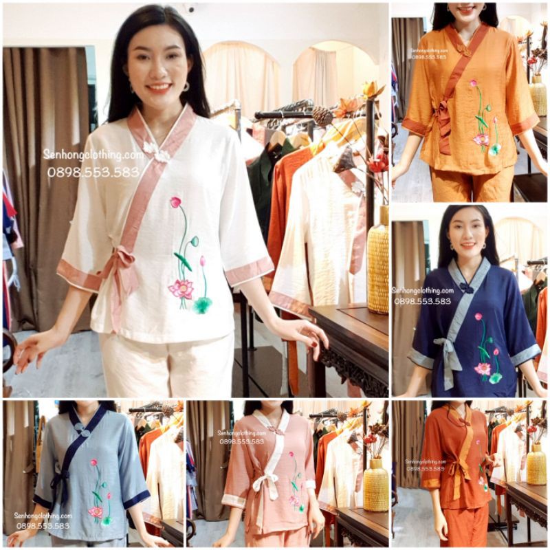 🎁HOT🎀 SET ĐỒ ĐI LỄ LỤA LINEN b3 - quần áo đi chùa Phật tử nữ hàng thiết kế cao cấp có sẵn giao ngay