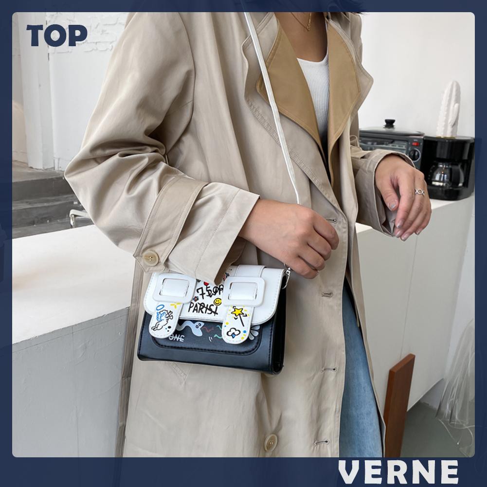 Túi Da Pu Đeo Chéo In Họa Tiết Graffiti Thời Trang Cho Nữ