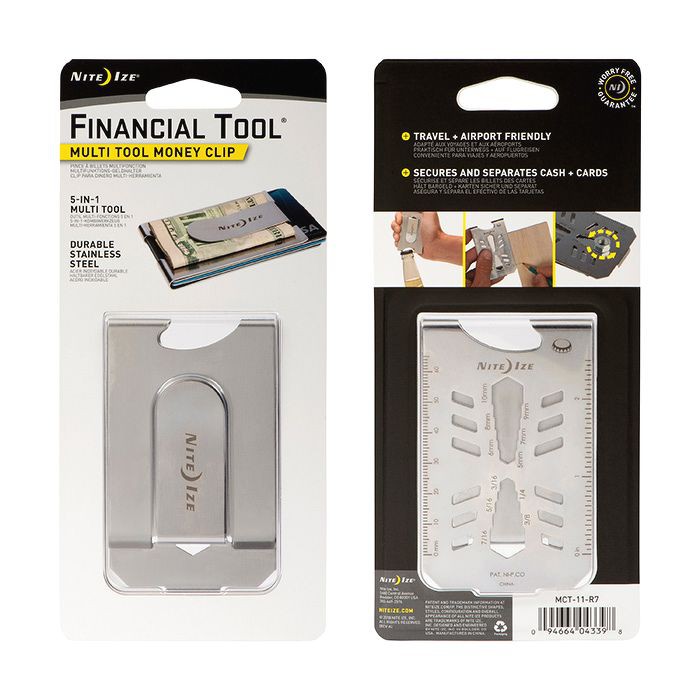 Nite Ize - Dụng cụ kẹp tiền đa năng MCT-11-R7 Financial Tool Money Clip - (Thép không gỉ)