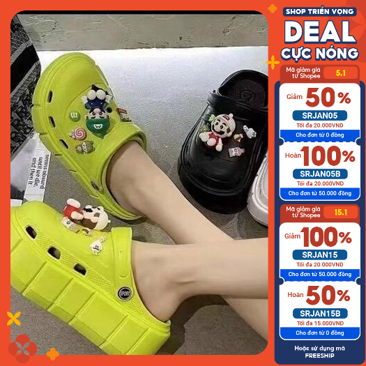 Sục cross hình chú hề nổi đế cao  3-4cm lấy tăng 1 size