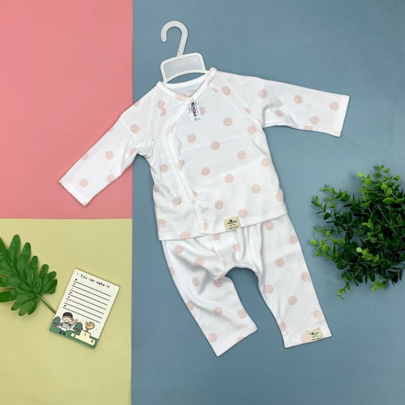Bộ Sơ sinh Cúc Chéo Dài Tay LITIBABY cho bé gái, bé trai size 3-18 tháng -2H4800