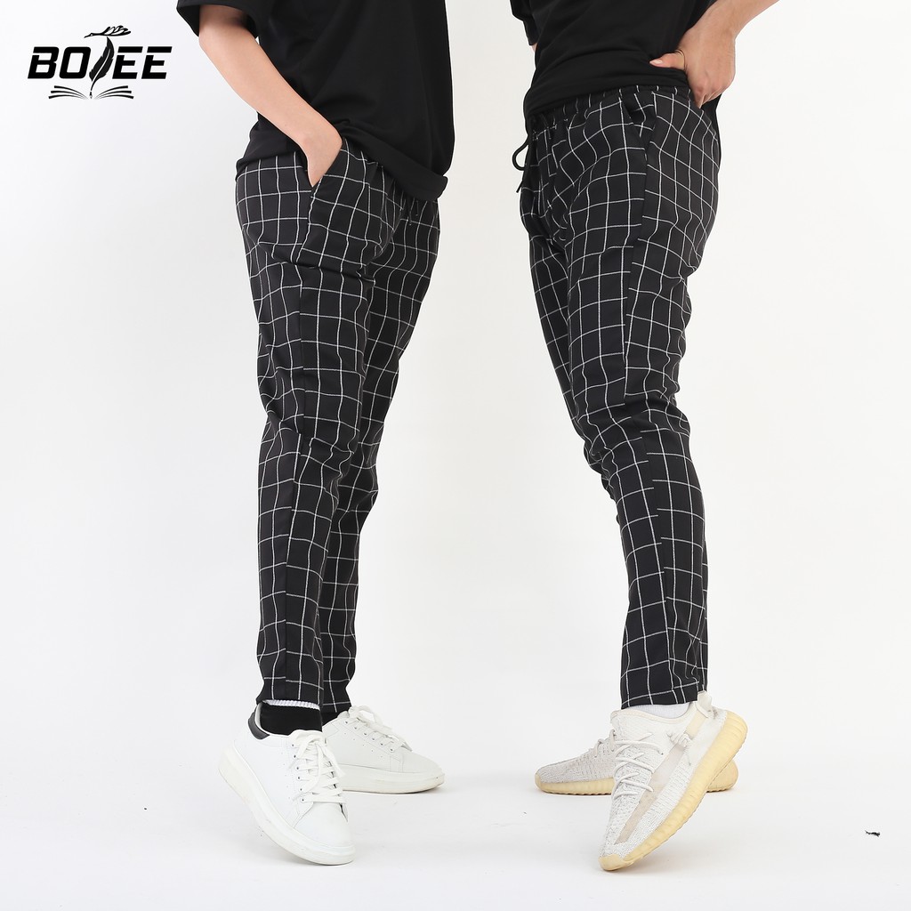 Quần Pant kẻ sọc V2 màu đen BOTEE unisex nam nữ ống suông