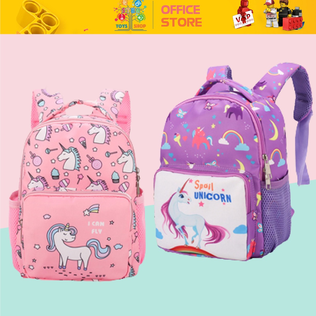 Balo Cho Bé Gái Đi Học Siêu Nhẹ Chống Thấm Nước Họa Tiết Đáng Yêu Kích Thước 27cm* 10cm*20cm