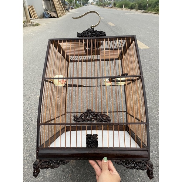 Khung lồng tự ráp Khung lồng chào mào gỗ mun đuôi công đục rồng sắc nét nhiều mẫu mã đẹp cao cấp kèm phụ kiện đẹp