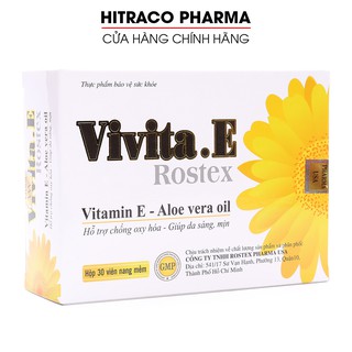 Viên uống bổ sung Vitamin E  4000mcg, Omega 3, Tinh dầu nha đam - Hộp 30 viên [ Vivita E Trắng]