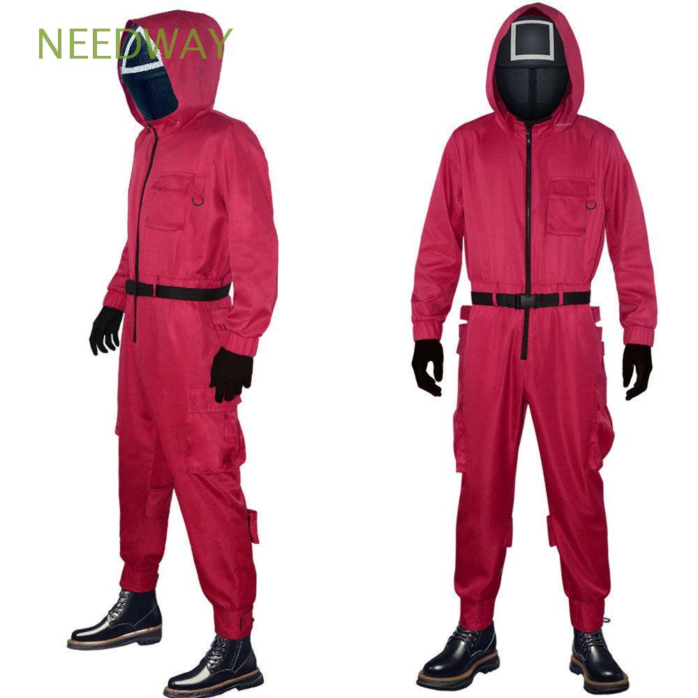 Áo liền quần cổ tròn có túi + găng tay và thắt lưng hóa trang nhân vật phim Squid Game dịp Halloween phong cách Hàn Quốc | BigBuy360 - bigbuy360.vn