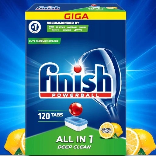 Viên rửa chén bát Finish ALL IN 1 120V - Finish Powerball All In One Dishwasher Tablets 120 pac