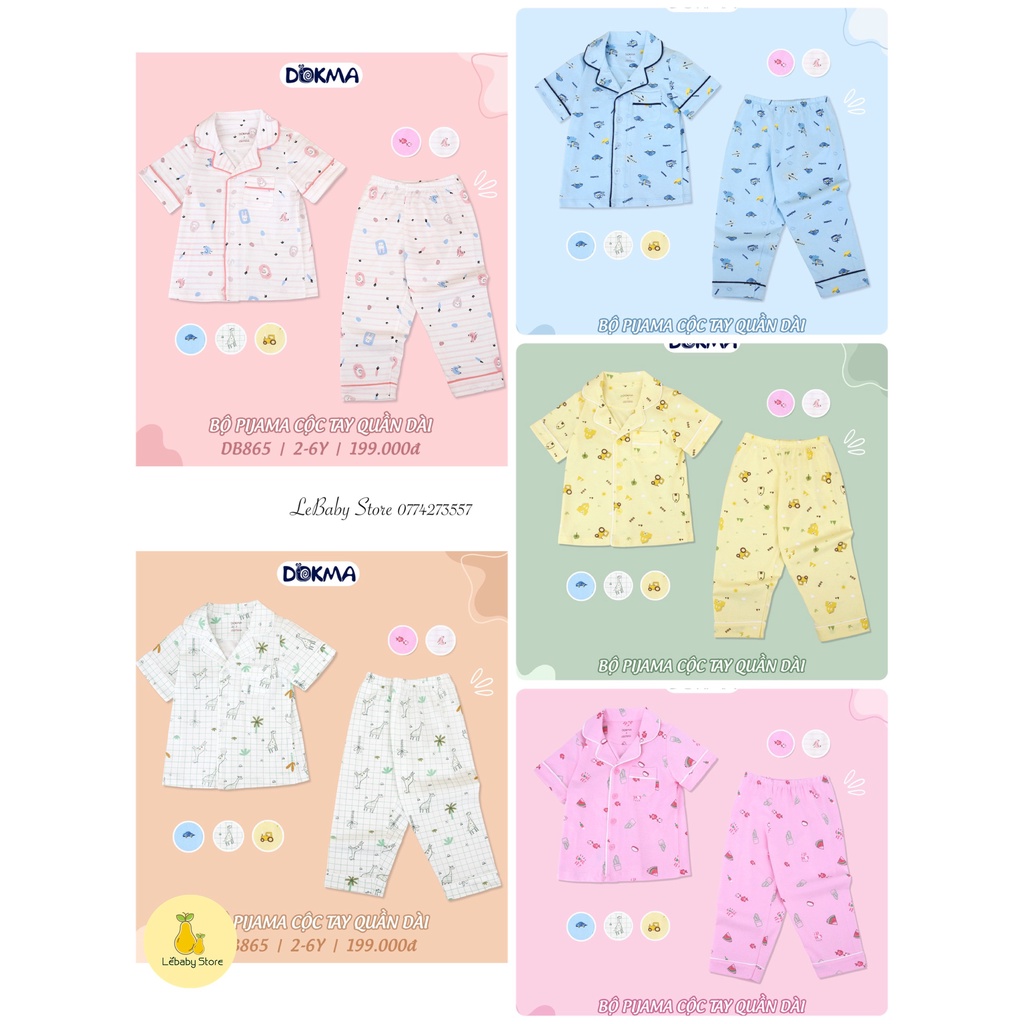 (2-6Y) Bộ pijama áo cộc tay quần dài cho bé yêu - DOKMA