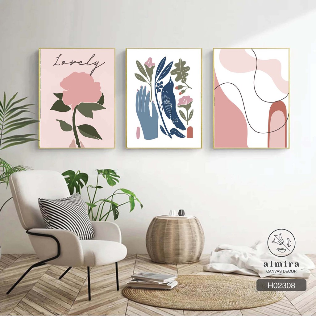 [Mã SRJULY1215 giảm 20K đơn 50K] 💘💘 Bộ 3 Tranh Canvas gam màu pastel HOT nhất 2020 - tặng đinh treo 3 chân[H023] | BigBuy360 - bigbuy360.vn