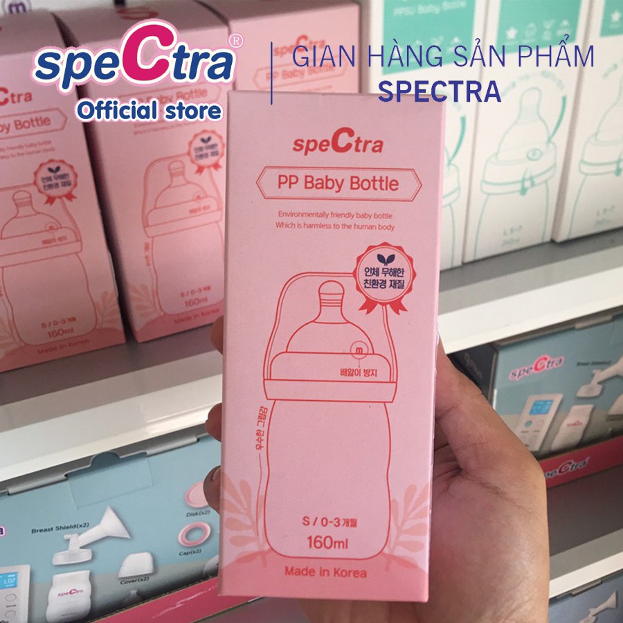 Bình Sữa PP Cổ Rộng Spectra 160ml Chính Hãng Có Núm Ti Size S