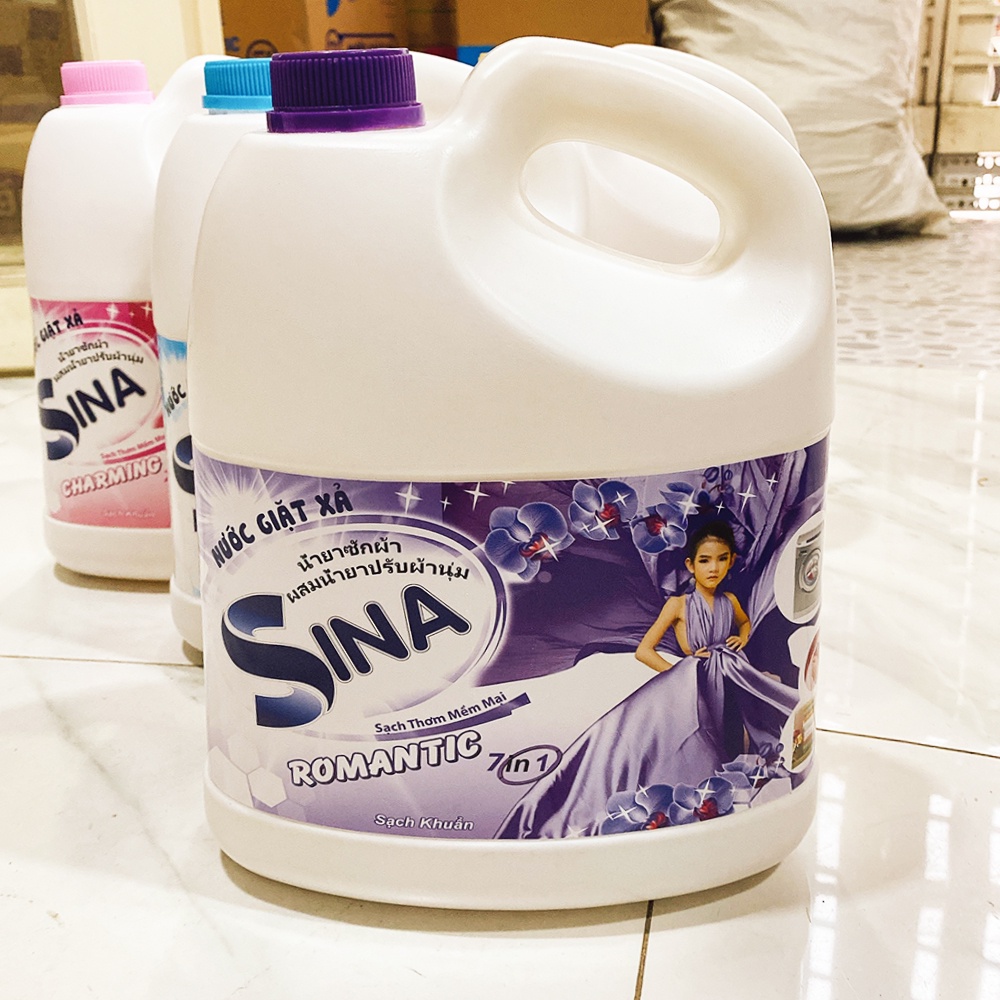 [ BÌNH TO - GIẶT THƠM, MỀM VẢI ] CAN 3000ml nước giặt xả làm mềm vải 7in1 Sina công nghệ Thái Lan (Date: 36 tháng)