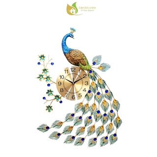 Đồng hồ treo tường 3D Khổng tước (chim công) đuôi dài - Quà tặng tân gia hoàn hảo