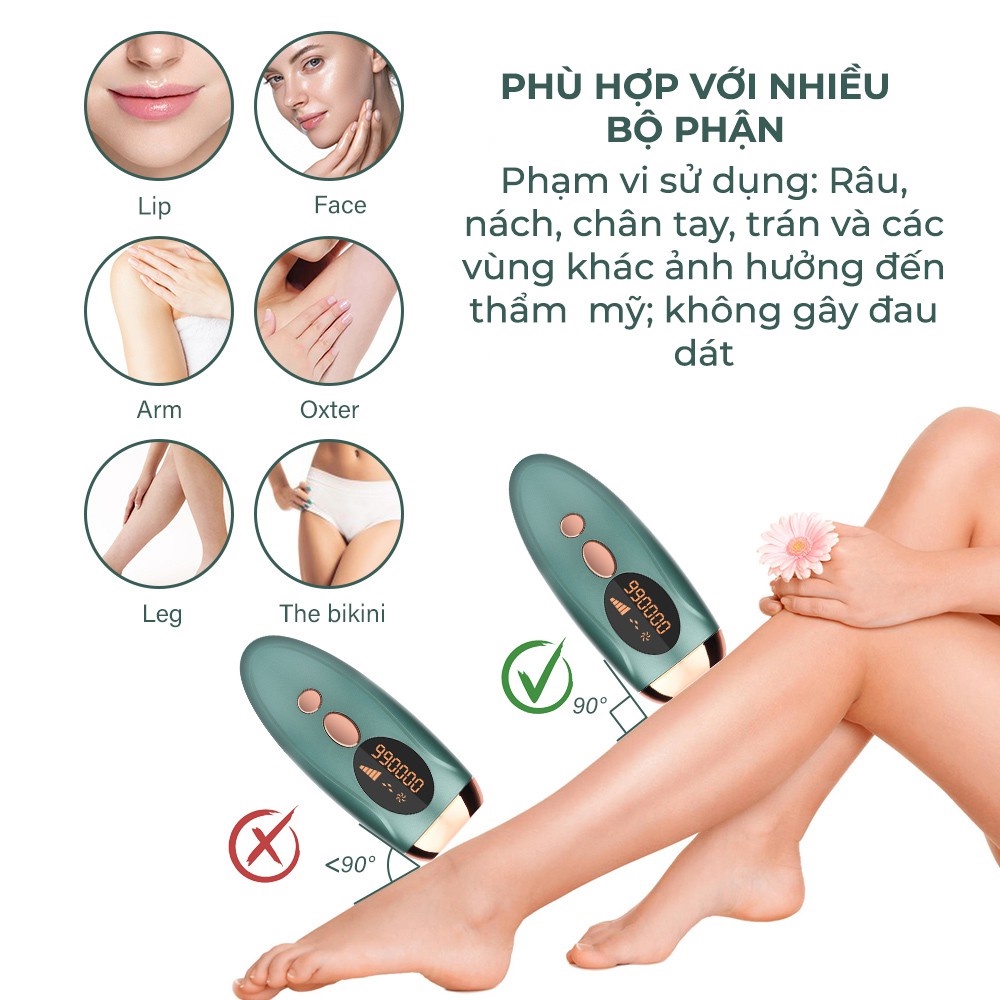 Máy triệt lông IPL vĩnh viễn, công nghệ laser foton loại bỏ vĩnh viễn lông toàn thân, vùng kín, tặng kính và dao cạo