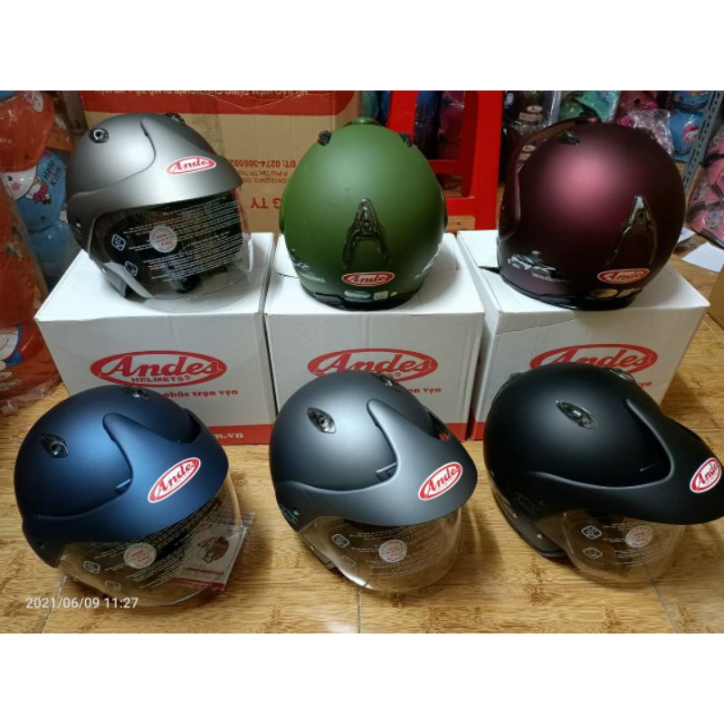 NÓN ANDES 3S 306E MÀU  ĐỎ ĐÔ NHÁM..