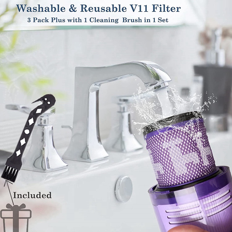 3 Pack Filters Replacement for Dyson V11 Vacuum Cleaner V11 Torque Drive V11 Animal Cordless Vacuum Hepa Filter