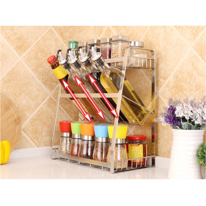 Kệ gia vị nhà bếp 3 tầng INOX 304 đan dây 2,8 ly