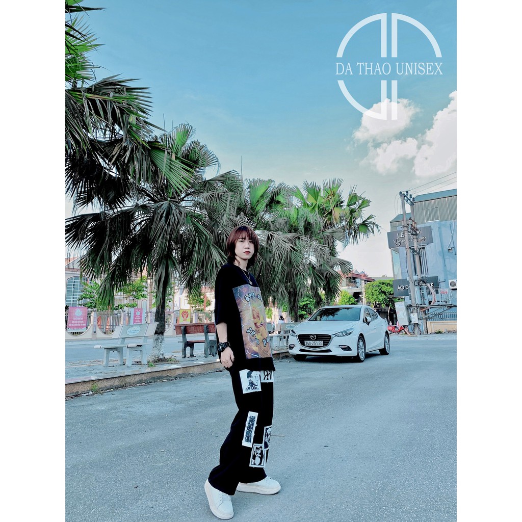 Quần Jeans ống rộng vá phong cách retro, quần dành cho nam nữ | BigBuy360 - bigbuy360.vn