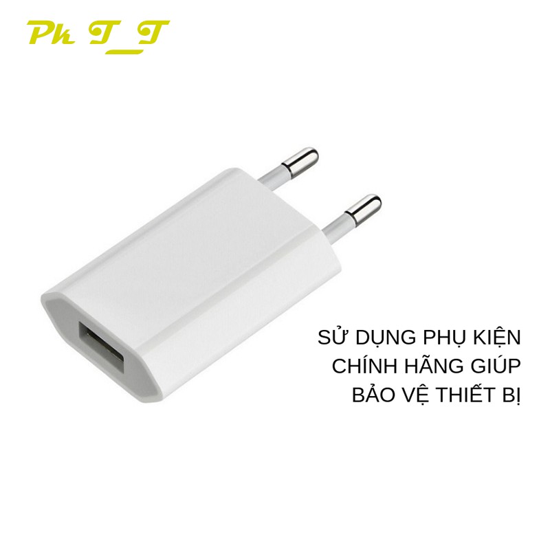 Bộ Củ Sạc IPhone Dẹp 5W + Cáp sạc lightning Chính Hãng Không Nóng Máy Dành Cho Dòng Ip 5/6/6s/7/8/X/Xsmax/11 [ Bh 12T]